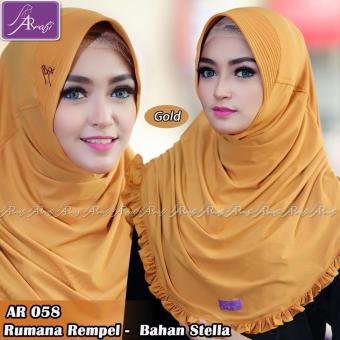 Jilbab instan Rumana Rempel Arrafi (warna Gold) - AR58p - Hijab Kerudung Khimar  