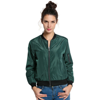 JinGle Women Front Zipper Long Sleeve Jacket (Army Green) - intl  