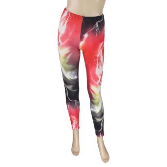JNTworld Digital Lightning Printed Leggings Pencil Pants Yoga Trousers Casual leggings for Women(Red) - intl  