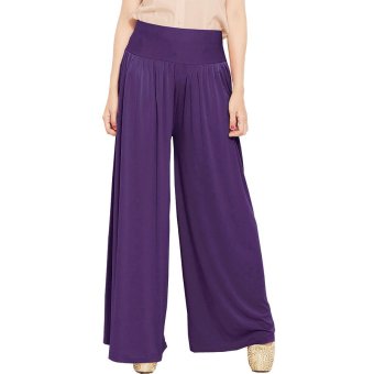 JO & NIC Celana Wanita Kulot Allsize Pleated Long Culotte Pants - Fit to Big Size - Purple  