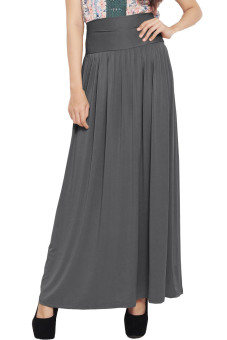 JO & NIC Pleated Flare Maxi Skirt - Rok Hijab - Fit up to Big Size - Grey  