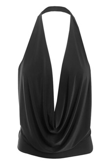 Jo.In Loose Round Neck Sleeveless Embroidery Ruffle Tank Crop S-L (Black) - intl  