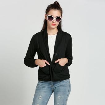 Jo.In Women Fashion Slim Turn Down Collar Long Sleeve Patchwork Blazer Coat  