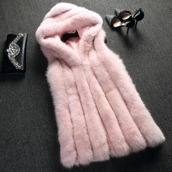 Jo.In Women Winter Fashion Hooded Sleeveless Solid Warm Faux Fur Vest Coat Outerwear - intl  