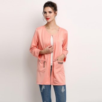 Jo.In Fashion Ladies Women Front Open Long Sleeve Pure Color Slim Medium Long Casual OL Coat Blazer Outwear - intl  