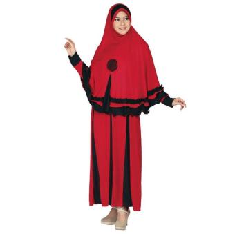 Jual Raindoz | Gamis / Pakaian Muslim Wanita + Kerudung - ROK 007 | BAHAN : JERSEY | WARNA : MERAH(Int:XL)(OVERSEAS)  