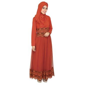 Jual Raindoz | Gamis / Pakaian Muslim Wanita + Kerudung - ROK 021 | BAHAN : JERSEY | WARNA : MERAH BATA(Int:XL)(OVERSEAS)  