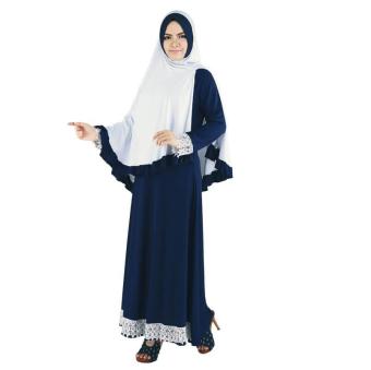 Jual Raindoz | Gamis / Pakaian Muslim Wanita + Kerudung - RSG 028 | BAHAN : JERSEY | WARNA : BIRU NAVY(Int:XL)(OVERSEAS)  