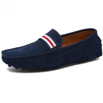 KAILIJIE Men's Casual Suede Leather Boat Shoes Driving Moccasins Slip-On Loafers (Blue) - intl  