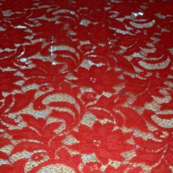 Kain Indonesia Brokat Merah Sofia 150x150 cm B001 Kebaya - Merah  