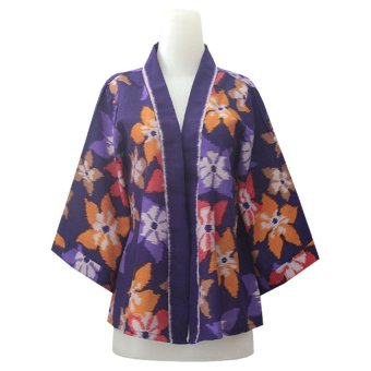 Kampung Souvenir - Cardigan Kimono Motif Songket - Ungu  