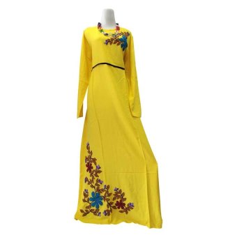 Kampung Souvenir - Gamis Orchid Bordir Timbul Yellow  