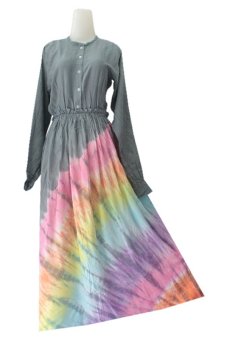 Kampung Souvenir - Gamis Rainbow Berkancing - Gray  