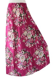 Kampung Souvenir - Rok Klok - Magenta With Red Roses  