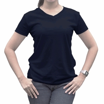 Kaos Oblong Lengan Pendek V-Neck Unisex T-Shirt Polos - Hitam  