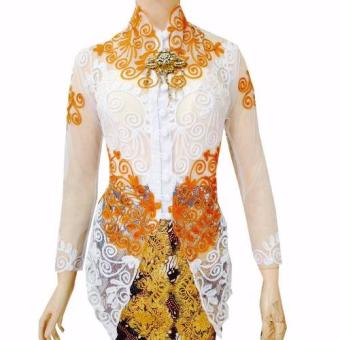 Kebaya Casual Bali Wisuda Pesta Putih-Gold KCB-012  