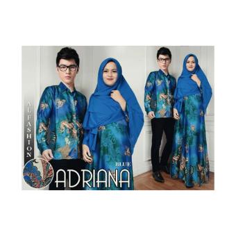 Kembar Couple Set Adriana Blue ( Gamis + Bergo + kemeja Pria)  