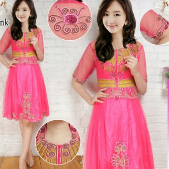 Kembar Kebaya Midi Dress Barbie - Pink Fanta  