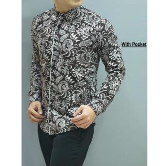 Kemeja Batik Slimfit BWS015 [Brown] Kombinasi Muslim Koko Jeans Pria  