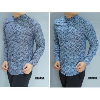 Kemeja Batik Slimfit Pria H1023B [Light Blue] Kombinasi Muslim Koko Jeans  