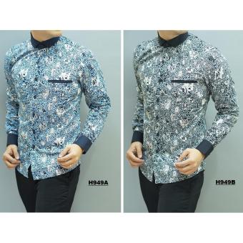 Kemeja Batik Slimfit Pria H949A [Turquoise] Kombinasi Muslim Koko Jeans  