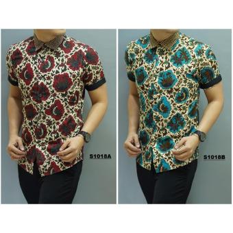 Kemeja Batik Slimfit Pria S1018B [Turquoise] Kombinasi Muslim Koko Jeans  