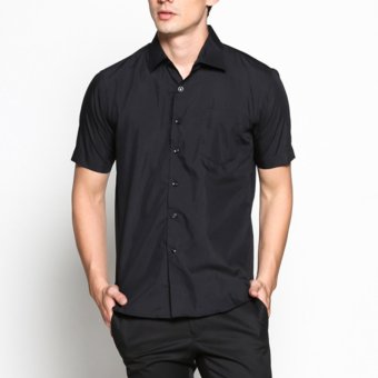 Kemeja Basic Polos kemeja pria polos slimfit basic pendek hitam lazada Kemeja Basic Polos kemeja pria polos slimfit basic pendek hitam lazada