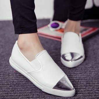 Khalista Collection Women Flat Shoes Metal Pointed Toe Slip On Loafers Casual Women Shoes Low-heeled Shoes Women - Putih  