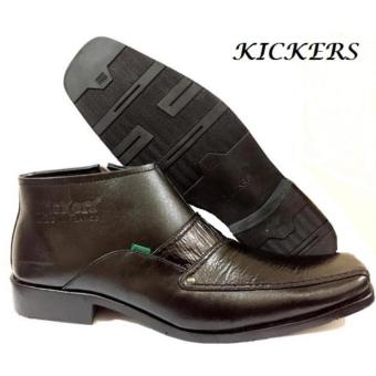 Kickers Sepatu Kulit Sepatu Kerja Formal Pria K-6565 Resleting - Hitam  