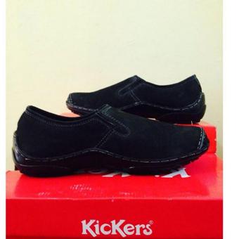 Kickers Sepatu Slip on Boots Pria Kulit Asli - Black  
