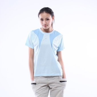 KingCamp?? 100% Polyster Dressy priting at back collar Women's short sleeve T-shirt(Light Blue)  