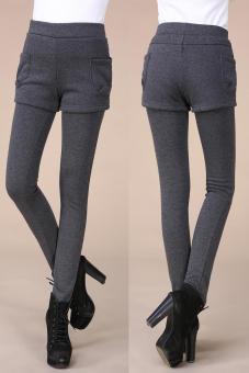 Kisnow 2 in 1 Korean Fashion Soft Warm Skirt Style Leggings(Color:Grey) - intl  