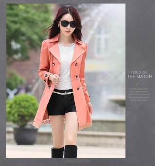 Kisnow Lady Korean Fashion Lace Down Slim Windbreaker Coat Lightweight Jackets(Color:Orange) - intl  