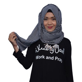 Kita Hijab Pasmina Sifon 0148001 Motif Line Pattern Hitam  