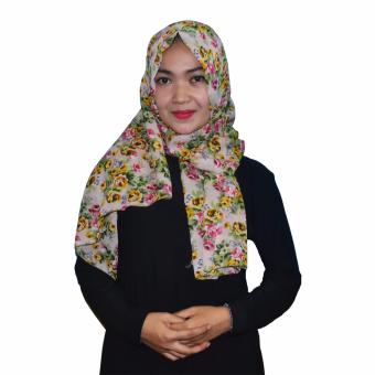 Kita Hijab Pasmina Sifon 0156001 Motif Beauty Flower Peach  