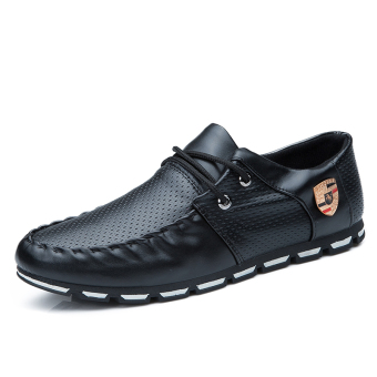 KLYWOO Fashion Men Casual Comfortable PU Sneakers Flats Shoes (Black)  