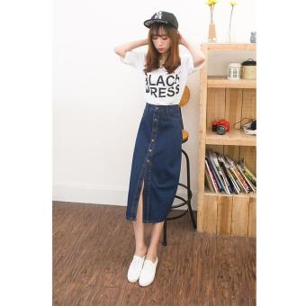 Korean Denim Bust Skirts Student Skirting Women Skirts Front Split Big Skirt Midiskirts A-line Midium Dress Skirts Students Casual Jeans - intl  