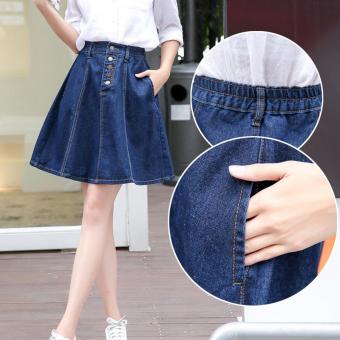 Korean Denim Women Umbrella Skirt Slim Short Skirts Casual Middle Shirts Elastic Waist Elegant Skirt Denim Skirting - intl  