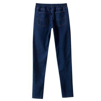 Korean Fashion Elastic Waist Women Jeans Pants HPT015 Dark Blue - intl  