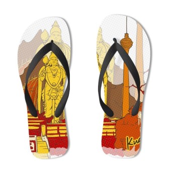 Kuala Lumpur Vintage Illustration Flip Flops Design Fashion Slippers Durable Rubber Easy Slip-on Lifestyle Sandals - Intl  