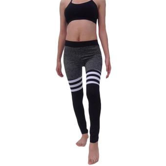 Kuhong Women Fashion Leggings Striped Pattern Running Sport Pants - intl  