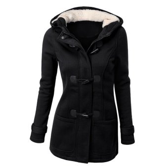 KUNPENG Solid Color Coat Outerwear Black  