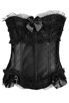 Lace & Bow Satin Bridal Corset Tutu Skirt (Black) - intl  