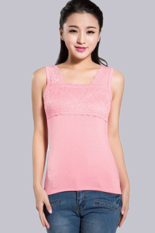 Lace high-grade lace vest One size(pink) - intl  