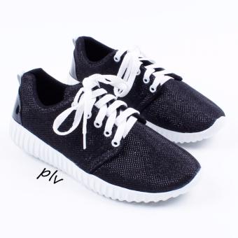 Lace-Up Low-Top Yeezy Sneakers - Hitam  