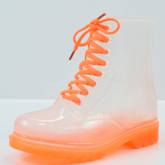 Lace Up Orange Fashion Women Rain Boots 2016  