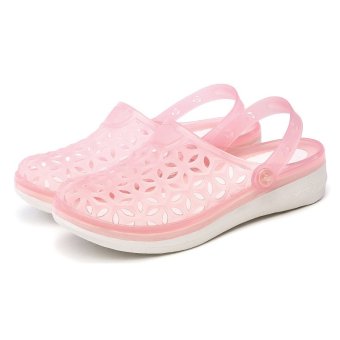 Ladies Summer Beach Jelly Sandals Flip Flops Shoes (pink)  
