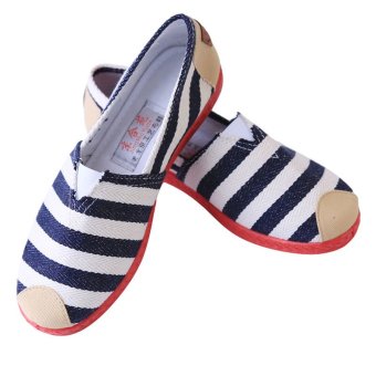 LALANG Fashion Canvas Shoes Striped Printed Casual Sneakers Blue  