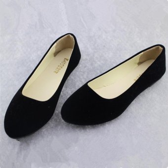 LALANG Fashion Soft Shoes Women Flat Shoes Round Toe Daily Casual Shoes Black - Intl  