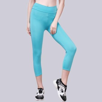 LALANG Fashion Women Leggings Elastic Yoga Pants Sports Running Jogging Trousers Capris (Sky Blue) - intl  